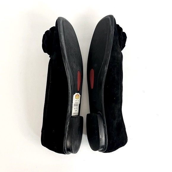 Talbot's Vintage Black Suede Ballet Flats Front Accent Flower Women’s Size 8 - Picture 7 of 11